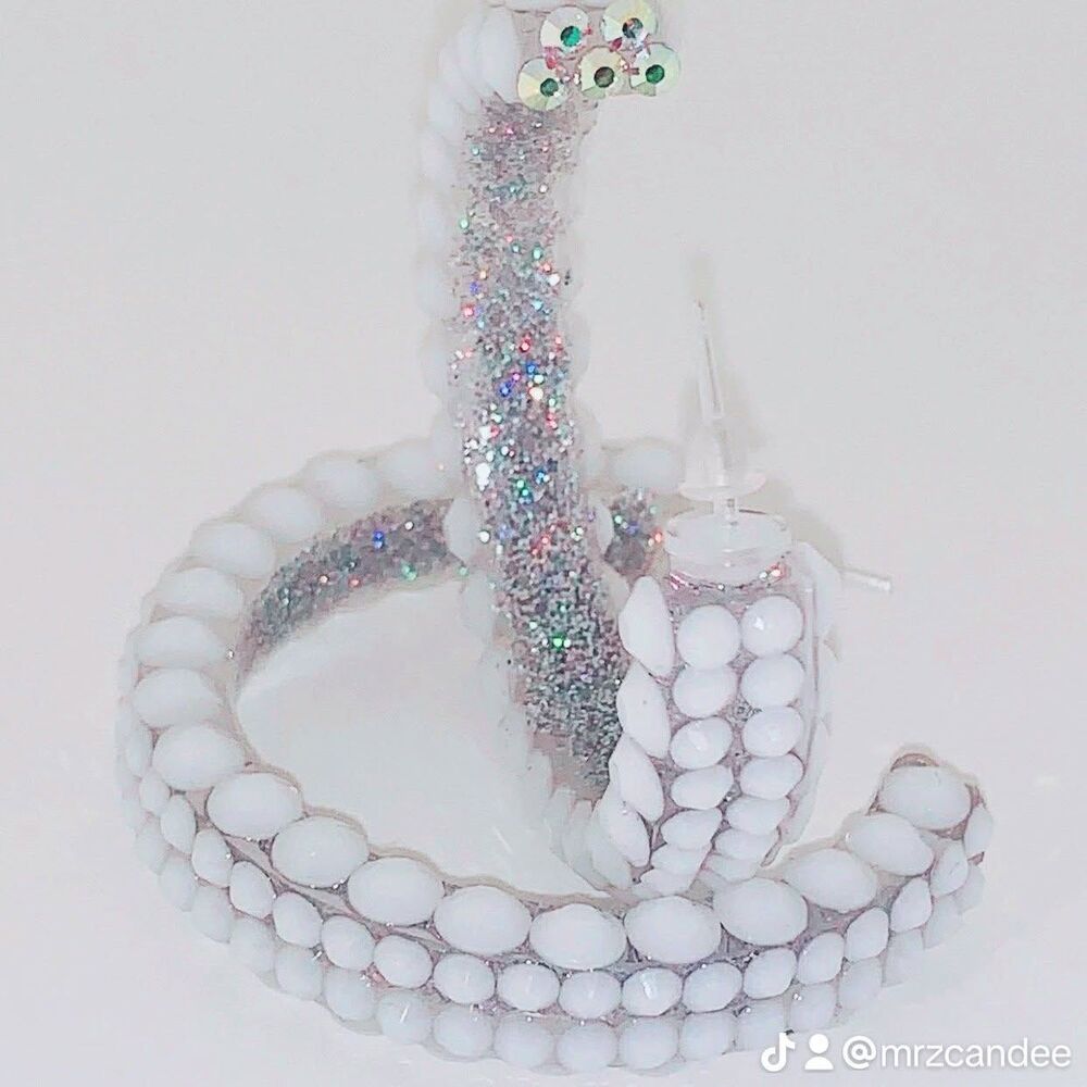 Elegant White Rhinestone Hoops